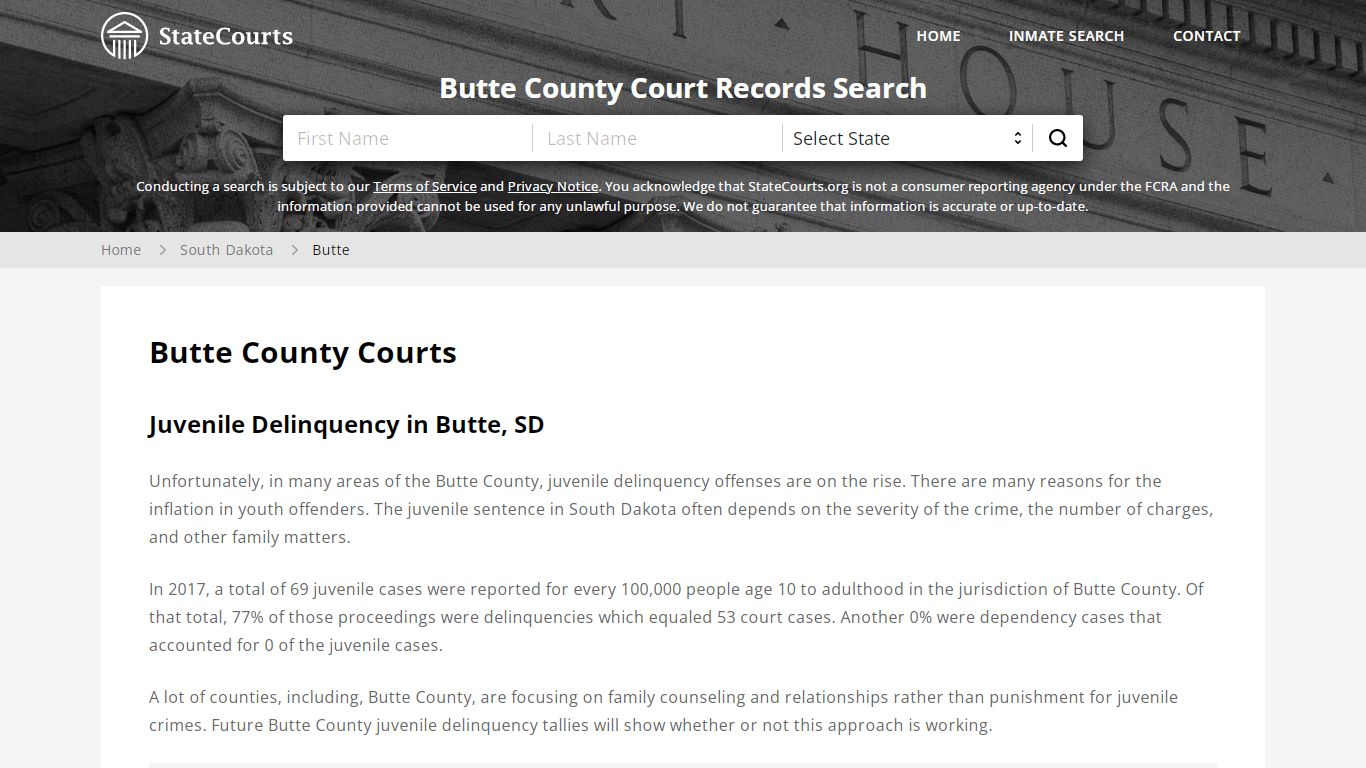 Butte County, SD Courts - Records & Cases - StateCourts