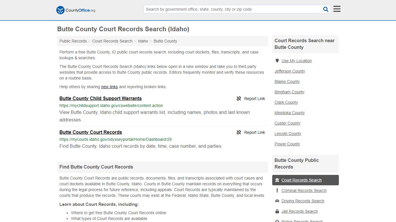 Court Records Search - Butte County, ID (Adoptions, Criminal, Child ...